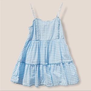 Urban Outfotters blue and white gingham checkered flowy mini dress